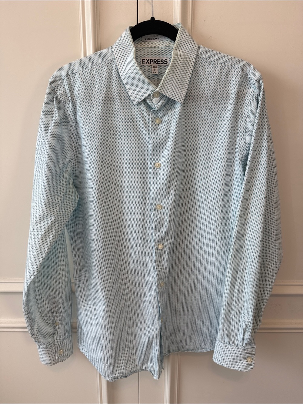 Express Men’s Light Blue Micro-Pattern Dress Shirt